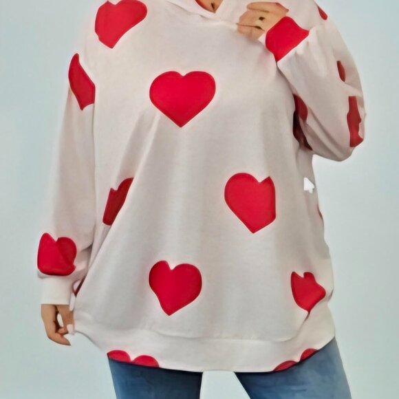 Shein Curve Valentine's Print Hoodie - Picture 2 of 4